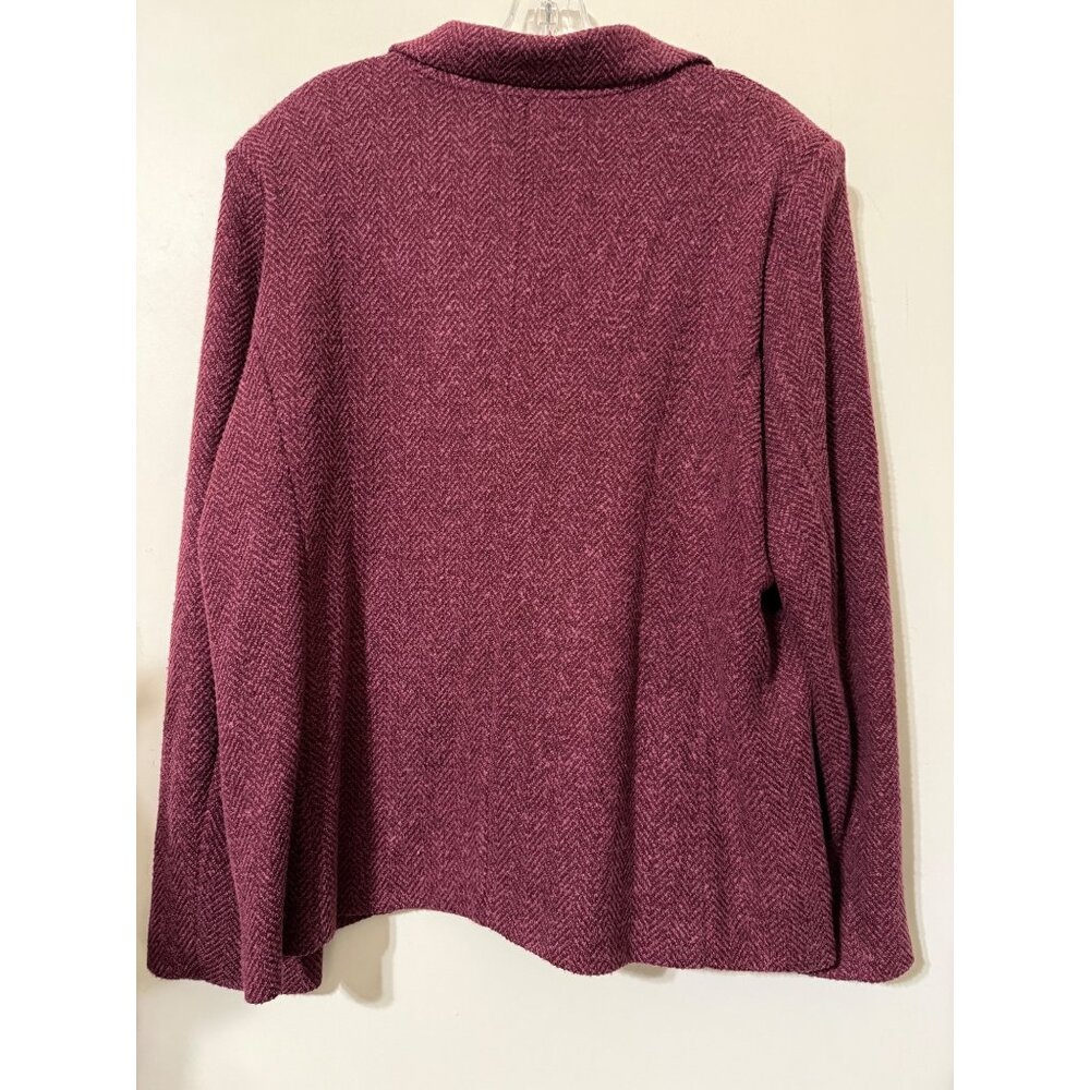 Appleseeds Blazer Womens Maroon Wine Jacket Herringbone Career Work Plus NEW 18 - Picture 2 of 8